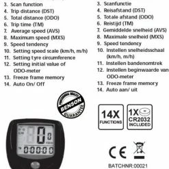 Benson Fietscomputer - Digitaal - 14 Functies - Bedraad - Zwart -Fietsen-Accessoires Shop 452x840 3