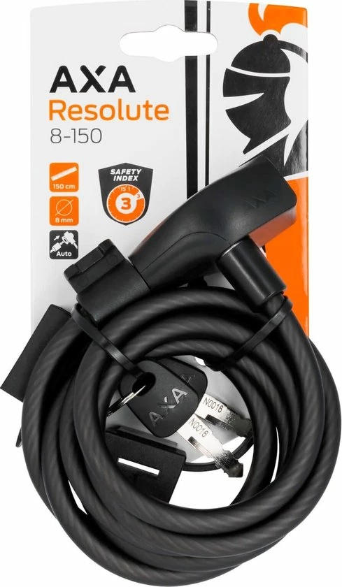 AXA - Resolute 8-150 Slot Voor Fietsen - Kabelslot - Gebruiksvriendelijk - 150 Cm Lang - Diameter 8 Mm - Zwart 1 AXA - Resolute 8-150 Slot Voor Fietsen - Kabelslot - Gebruiksvriendelijk - 150 Cm Lang - Diameter 8 Mm - Zwart