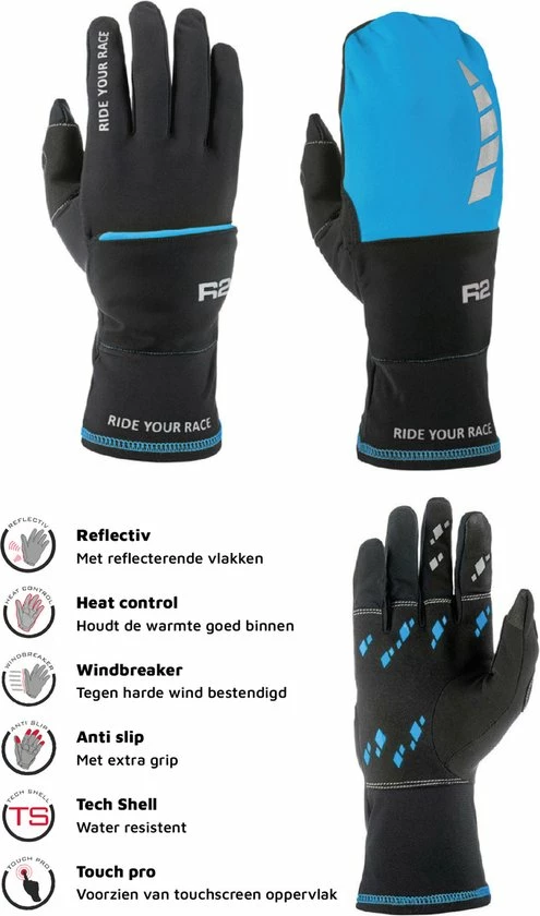 Luxe Winter Handschoenen - Handschoenen EN Wanten In 1 - Waterdicht Door Techshell - Nylon - Fiets, Wandel Handschoenen/wanten Combinatie - Dames En Heren - Zwart/Blauw - Maat M / 7 - R2 Cover 3 Luxe Winter Handschoenen - Handschoenen EN Wanten In 1 - Waterdicht Door Techshell - Nylon - Fiets, Wandel Handschoenen/wanten Combinatie - Dames En Heren - Zwart/Blauw - Maat M / 7 - R2 Cover - Afbeelding 3