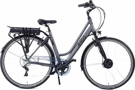 Amigo E-Vibe D1 - Elektrische Stadsfiets Voor Dames - Met 7 Versnellingen - Matgrijs 1 Amigo E-Vibe D1 - Elektrische Stadsfiets Voor Dames - Met 7 Versnellingen - Matgrijs