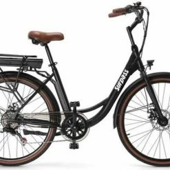 SURPASS Elektrische Stadsfiets 26 '' (F264) - Stalen Frame - 6 Versnellingen Shimano - Schijfremmen - 10 Ah - Zwart