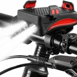 Mancor Universele Telefoonhouder Fiets Smartphonehouder - Met Verlichting, Fietsbel En Powerbank