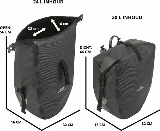 Dutch Mountains Enkele Fietstas | Sterke En 100% Waterdichte Fietstas En Schoudertas In 1 | 24 Liter | Carbon / Zwart 3 Dutch Mountains Enkele Fietstas | Sterke En 100% Waterdichte Fietstas En Schoudertas In 1 | 24 Liter | Carbon / Zwart - Afbeelding 3