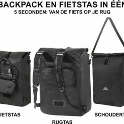 Dutch Mountains Enkele Fietstas | Rugzak | 100% Waterdicht | Fietstas, Schoudertas En Rugtas In 1 | 28 Liter | Carbon / Zwart -Fietsen-Accessoires Shop 550x464