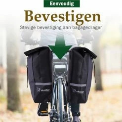 Ekostar Dubbele Fietstas - Rolltop - Waterbestendig - 46 L - Zwart -Fietsen-Accessoires Shop 550x472 1