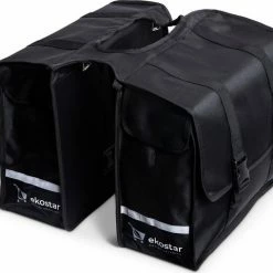 Ekostar® Dubbele Fietstas - NIEUW - Waterafstotend - 46 Liter - Reflectoren – Zwart – OOK Voor Elektrische Fietsen