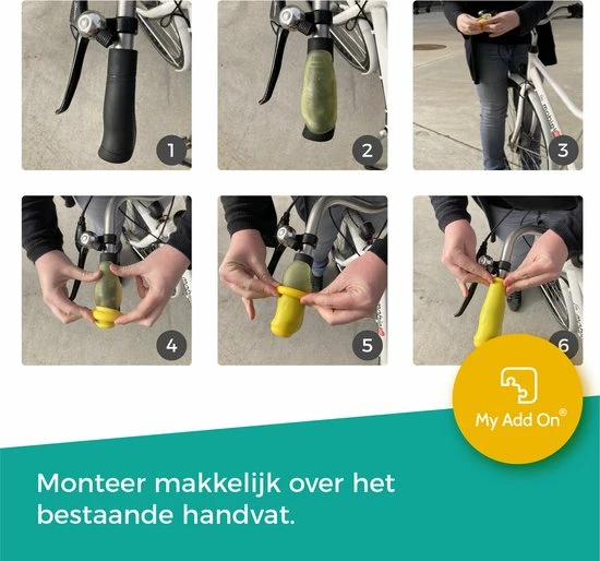 MyAddOn MyVeloGrips Ergonomische Handvatovertrek Voor Fietsgrepen Van Silicone Tegen Slapende Handen Tijdens Het Fietsen, Handvatovertrek Voor Alle Fietsengrepen, Handvathoes 2st. Geel 21x6,5x9cm 2 MyAddOn MyVeloGrips Ergonomische Handvatovertrek Voor Fietsgrepen Van Silicone Tegen Slapende Handen Tijdens Het Fietsen, Handvatovertrek Voor Alle Fietsengrepen, Handvathoes 2st. Geel 21x6,5x9cm - Afbeelding 2