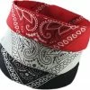 Merkloos Femur - 3Pack Vintage Bandana Boeren Zakdoek Hoofdband Classic Paisley Accessoires Sport - Zwart Wit Rood