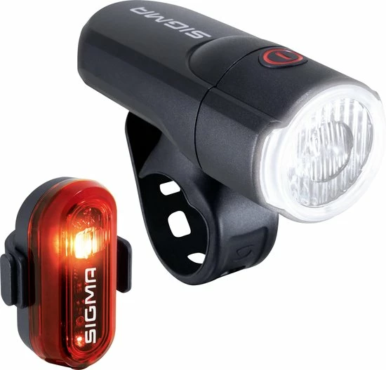 Sigma Sport AURA 30 Fietsverlichting Set - Led Koplamp 30 Lux - CURVE Achterlicht - Inclusief Batterijen 2 Sigma Sport AURA 30 Fietsverlichting Set - Led Koplamp 30 Lux - CURVE Achterlicht - Inclusief Batterijen - Afbeelding 2