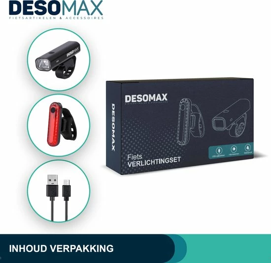 DesoMax Fietsverlichting Set USB Oplaadbaar Heldere Fietslamp - Voorlicht - Achterlicht - Koplamp - Achterlamp 8 DesoMax Fietsverlichting Set USB Oplaadbaar Heldere Fietslamp - Voorlicht - Achterlicht - Koplamp - Achterlamp - Afbeelding 8