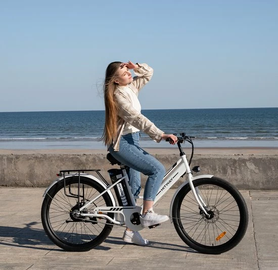 HITWAY Elektrische Fiets, 26 Inch, 250 W Motor, Li-batterij 36 V, 8.4 Ah, Tot 35-70 Km Wit Blauw 6 HITWAY Elektrische Fiets, 26 Inch, 250 W Motor, Li-batterij 36 V, 8.4 Ah, Tot 35-70 Km Wit Blauw - Afbeelding 6