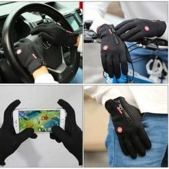 LuxeRoyal Fietshandschoenen Winter - Sport Handschoenen Met Rits - Touchscreen Telefoon - Anti Slip Gloves - Heren / Dames - Maat L - Zwart -Fietsen-Accessoires Shop 550x537 7