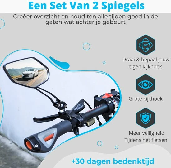 NueNext Fietsspiegel Ebike 2 Stuks Achteruitkijk Spiegel Op Stuur Multi-verstelbaar 360 Rotatie - Speed-pedelec 7 NueNext Fietsspiegel Ebike 2 Stuks Achteruitkijk Spiegel Op Stuur Multi-verstelbaar 360 Rotatie - Speed-pedelec - Afbeelding 7