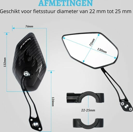 NueNext Fietsspiegel Ebike 2 Stuks Achteruitkijk Spiegel Op Stuur Multi-verstelbaar 360 Rotatie - Speed-pedelec 13 NueNext Fietsspiegel Ebike 2 Stuks Achteruitkijk Spiegel Op Stuur Multi-verstelbaar 360 Rotatie - Speed-pedelec - Afbeelding 13