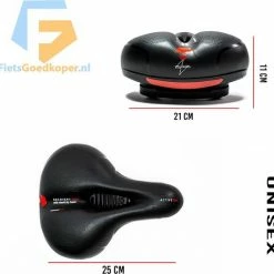 Voltano Fietszadel Met Gelpads - Zwart/Rood - Uitsparing - Zadelvering - Unisex - Incl. Gratis Zadelstrop -Fietsen-Accessoires Shop 550x544 4