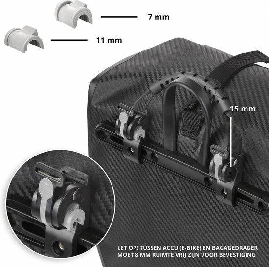 Dutch Mountains Enkele Fietstas | Sterke En 100% Waterdichte Fietstas En Schoudertas In 1 | 24 Liter | Carbon / Zwart 7 Dutch Mountains Enkele Fietstas | Sterke En 100% Waterdichte Fietstas En Schoudertas In 1 | 24 Liter | Carbon / Zwart - Afbeelding 7