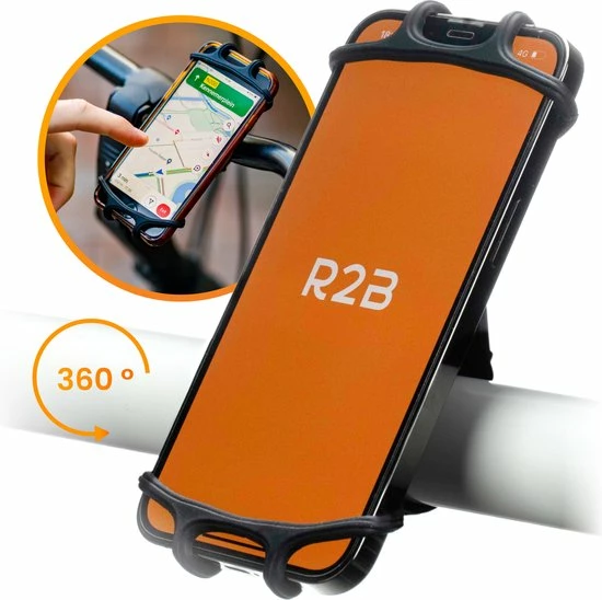 R2B Telefoonhouder Fiets Met 360 Graden Rotatie - Gsm Houder - Accessoires - Model "Rotterdam" 1 R2B Telefoonhouder Fiets Met 360 Graden Rotatie - Gsm Houder - Accessoires - Model "Rotterdam"