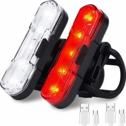 Transnect® – Fietsverlichting LED Set - 4 Lichtstanden – USB Oplaadbaar - Draagbaar – Waterdicht