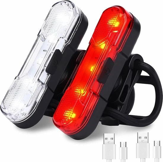 Transnect® – Fietsverlichting LED Set - 4 Lichtstanden – USB Oplaadbaar - Draagbaar – Waterdicht 1 Transnect® – Fietsverlichting LED Set - 4 Lichtstanden – USB Oplaadbaar - Draagbaar – Waterdicht
