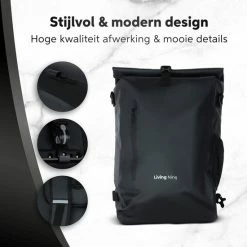 Living Nine Fietstas - Enkele - 20L - Waterdicht - Ook Voor Elektrische Fietsen - Dragen Als Handtas En Schoudertas - Zwart -Fietsen-Accessoires Shop 550x550 1020