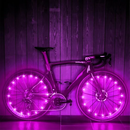 BOTC Wielverlichting Fiets - 20 Holders - Spaakverlichting LED - Lichtsnoer Fietswiel - Fiets Wiel Licht - 20 Leds - 220CM - Roze 3 BOTC Wielverlichting Fiets - 20 Holders - Spaakverlichting LED - Lichtsnoer Fietswiel - Fiets Wiel Licht - 20 Leds - 220CM - Roze - Afbeelding 3