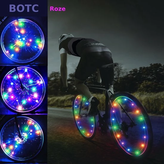 BOTC Wielverlichting Fiets - 20 Holders - Spaakverlichting LED - Lichtsnoer Fietswiel - Fiets Wiel Licht - 20 Leds - 220CM - Roze 11 BOTC Wielverlichting Fiets - 20 Holders - Spaakverlichting LED - Lichtsnoer Fietswiel - Fiets Wiel Licht - 20 Leds - 220CM - Roze - Afbeelding 11