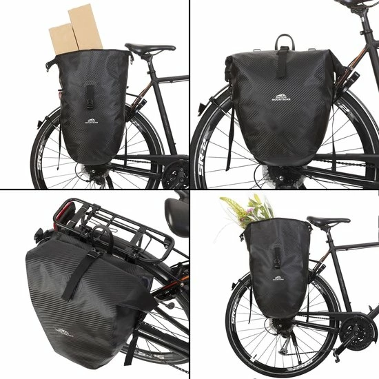 Dutch Mountains Enkele Fietstas | Sterke En 100% Waterdichte Fietstas En Schoudertas In 1 | 24 Liter | Carbon / Zwart 11 Dutch Mountains Enkele Fietstas | Sterke En 100% Waterdichte Fietstas En Schoudertas In 1 | 24 Liter | Carbon / Zwart - Afbeelding 11