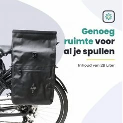 Voltano Luxe Fietstas / Rugtas 28L - Zwart - Enkele Pakaftas - 100% Waterdicht - Met Laptop Compartiment -Fietsen-Accessoires Shop 550x550 1158