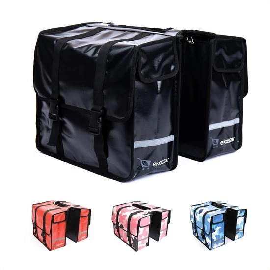 Ekostar Dubbele Fietstas - Waterdicht - 46 L - E-Bikes - Zwart - OOK Voor Elektrische Fietsen 1 Ekostar Dubbele Fietstas - Waterdicht - 46 L - E-Bikes - Zwart - OOK Voor Elektrische Fietsen