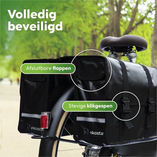 Ekostar Dubbele Fietstas - Waterdicht - 46 L - E-Bikes - Zwart - OOK Voor Elektrische Fietsen 10 Ekostar Dubbele Fietstas - Waterdicht - 46 L - E-Bikes - Zwart - OOK Voor Elektrische Fietsen - Afbeelding 10