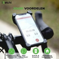 ISetchi Telefoonhouder Fiets Met 360 Graden Rotatie - Stevig & Stabiel - Ook Voor Scooter & Motor Gsm Telefoon Houder Fiets - Anti Shock & Vibratie Ontwerp - Fietshouder Smartphone Mobiel - Zwart -Fietsen-Accessoires Shop 550x550 13