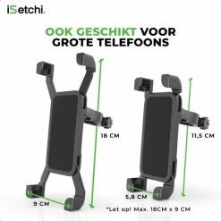 ISetchi Telefoonhouder Fiets Met 360 Graden Rotatie - Stevig & Stabiel - Ook Voor Scooter & Motor Gsm Telefoon Houder Fiets - Anti Shock & Vibratie Ontwerp - Fietshouder Smartphone Mobiel - Zwart -Fietsen-Accessoires Shop 550x550 14