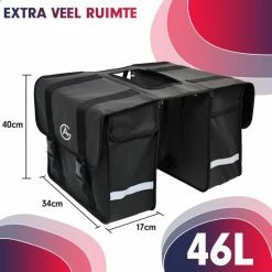 AG Fietstas 46 Liter - Dubbele Fietstas - Extra Veel Ruimte - Waterafstotend - Reflectoren Fietstassen - Electrische Fietsen - Zwart - Dubbel -Fietsen-Accessoires Shop 550x550 167