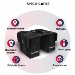 AG Fietstas 46 Liter - Dubbele Fietstas - Extra Veel Ruimte - Waterafstotend - Reflectoren Fietstassen - Electrische Fietsen - Zwart - Dubbel -Fietsen-Accessoires Shop 550x550 169