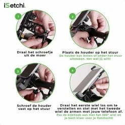 ISetchi Telefoonhouder Fiets Met 360 Graden Rotatie - Stevig & Stabiel - Ook Voor Scooter & Motor Gsm Telefoon Houder Fiets - Anti Shock & Vibratie Ontwerp - Fietshouder Smartphone Mobiel - Zwart -Fietsen-Accessoires Shop 550x550 17