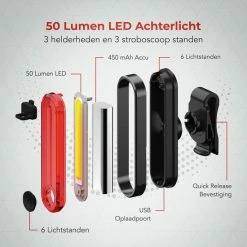 LifeGoods LED Fietsverlichting Set - Voorlicht En Achterlicht - USB Oplaadbaar - Zwart -Fietsen-Accessoires Shop 550x550 179