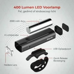 LifeGoods LED Fietsverlichting Set - Voorlicht En Achterlicht - USB Oplaadbaar - Zwart -Fietsen-Accessoires Shop 550x550 180