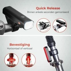LifeGoods LED Fietsverlichting Set - Voorlicht En Achterlicht - USB Oplaadbaar - Zwart -Fietsen-Accessoires Shop 550x550 183