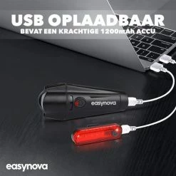 EasyNova LED Fietsverlichting Set Oplaadbaar Via USB - Voorlicht En Achterlicht - Waterbestendig - Complete Fietslamp Set -Fietsen-Accessoires Shop 550x550 201