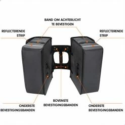 AG Fietstas -dubbele Fietstas - Fietstassen - Electrische Fietsen - Zwart - Dubbel - Waterdicht - 37 Liter -volwassenen - Elektrische Fiets - Reflectoren - 100% Polyster -Fietsen-Accessoires Shop 550x550 323