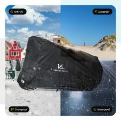 Vento Fresco Fietshoes Voor 1/2 Fietsen Waterdicht - Fietsbeschermhoes Elektrische Fiets XL - Universeel - Zwart Met Opbergzak - 200x110x70 Cm -Fietsen-Accessoires Shop 550x550 351