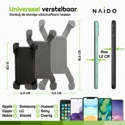 Naido Universele Telefoonhouder Fiets - Ook Voor Motor - GSM Houder - Fietshouder - Zwart -Fietsen-Accessoires Shop 550x550 365