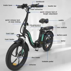 Hitway BK6 Elektrische Fiets - Opvouwbare E-bike - 20 Inch Fat Tire - 250W Motor - 11,2Ah - Zwart/Groen -Fietsen-Accessoires Shop 550x550 394