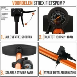 Strex Fietspomp - Drukmeter - 11 Bar Bal Pomp - Oranje -Fietsen-Accessoires Shop 550x550 399