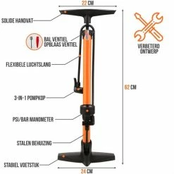 Strex Fietspomp - Drukmeter - 11 Bar Bal Pomp - Oranje -Fietsen-Accessoires Shop 550x550 401