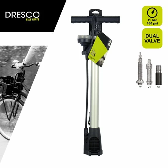 Dresco Fietspomp - Manometer – Zwart 6 Dresco Fietspomp - Manometer – Zwart - Afbeelding 6