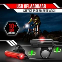 Strex LED Fietsverlichting Set - Voorlicht En Achterlicht - USB Oplaadbaar - Fietslamp - Fietslampjes - Zwart -Fietsen-Accessoires Shop 550x550 443