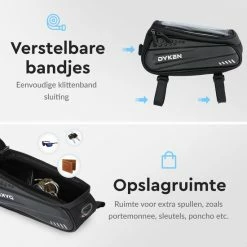 Dyken Frametas Fiets - Waterdichte Telefoonhouder - Fietstas Frame - Zwart -Fietsen-Accessoires Shop 550x550 459