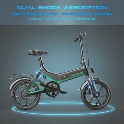 Merkloos Hitway 14F005 Elektrische Fiets E-bike | Opvouwbaar | 250W Motor | 7.5Ah | 16" | Zwart / Groen -Fietsen-Accessoires Shop 550x550 497