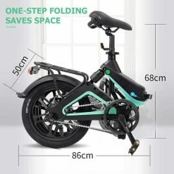 Merkloos Hitway 14F005 Elektrische Fiets E-bike | Opvouwbaar | 250W Motor | 7.5Ah | 16" | Zwart / Groen -Fietsen-Accessoires Shop 550x550 499